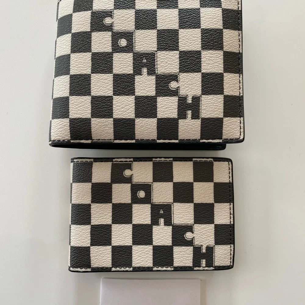 NWT Coach 3 in 1 Wallet with Checker Print C6789 Black/Chalk - Picture 6 of 13